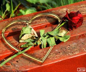 Puzzle Καρδιά και τριαντάφυλλο